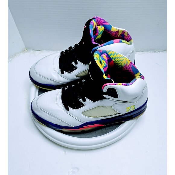 Air Jordan 5 Retro White Multi-Color Sneakers Size 8 Mens Athletic Shoes - Picture 7 of 7